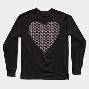 Pink Floral Heart Pattern Long Sleeve T-Shirt